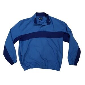 Callaway Golf Windbreaker Jacket1/4 Zip XL Blue Lined Pullover Long Sleeve